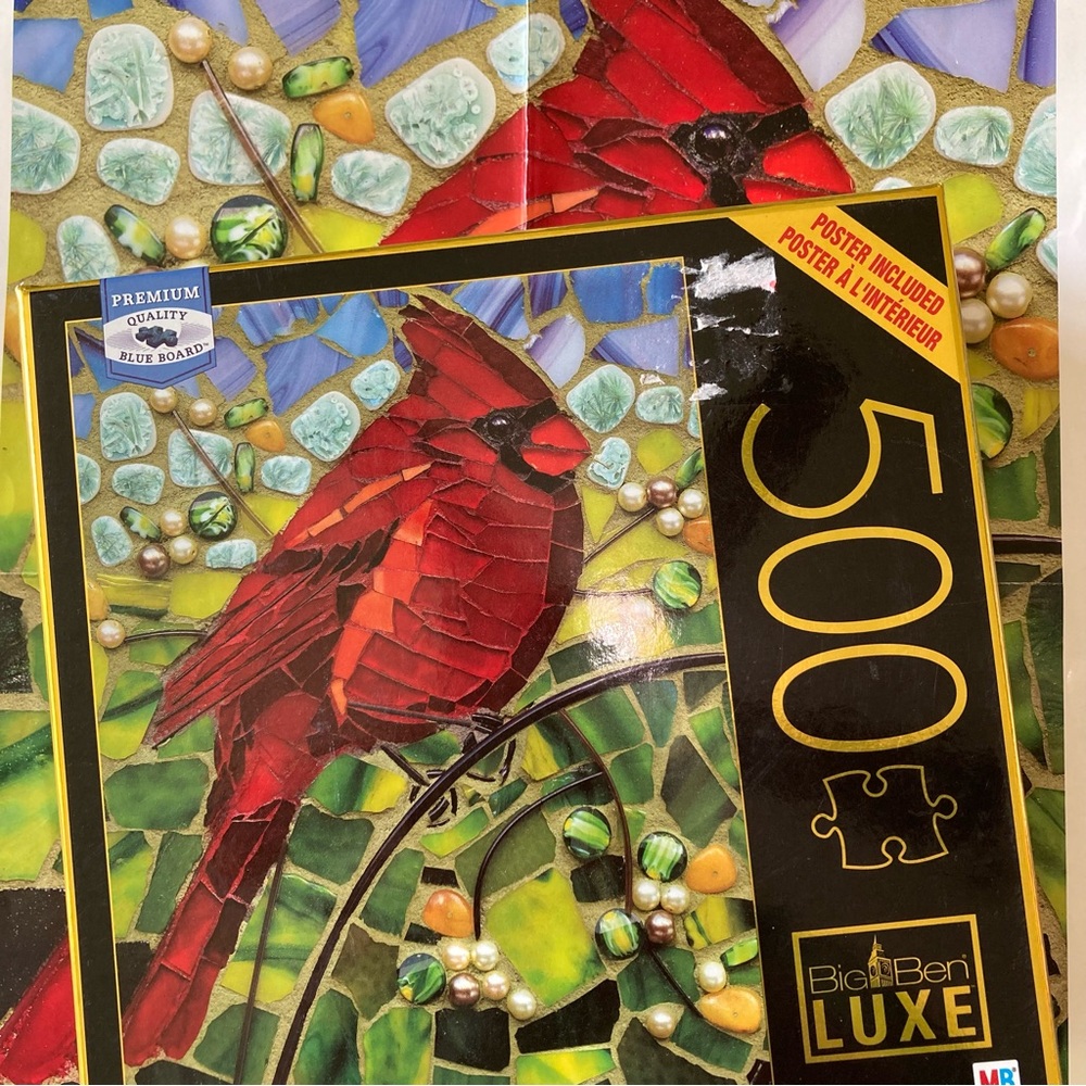 Big Ben Luxe 500 piece jigsaw puzzle stain glass Cardinal Puzzle